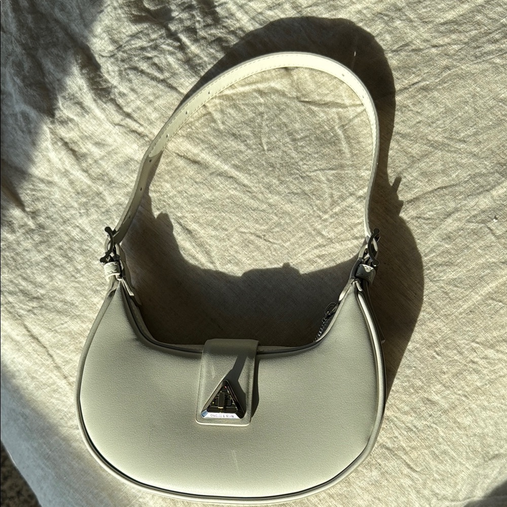 White Leather Shoulder Bag from Charles & Keith